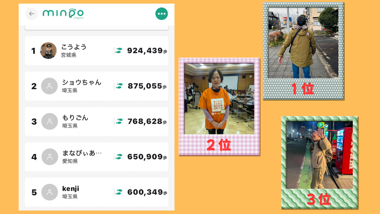トップ３紹介！オレンジウォークで70万歩以上歩きました！